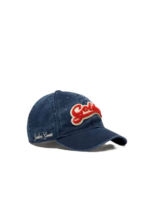 Cappellino da baseball di colore blu jeans con patch Golden in spugna di colore rosso e bianco Golden Goose | GUP02837.P002625.51139DRESS BLUES